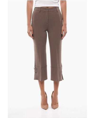 Alberto Biani Couture Cropped Fit Trousers With Cuffs - Brown