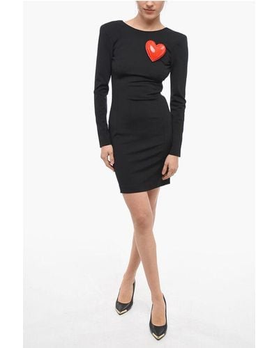 Moschino Couture ! Inflatable Heart Minidress With Boat Neckline - Black