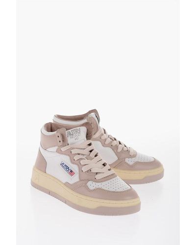 Autry Two-Tone Leather High-Top Trainers - Pink