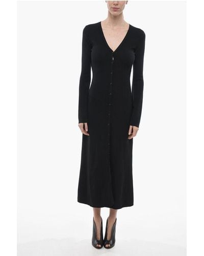 Chloé Front Buttoned Wool Maxidress - Black