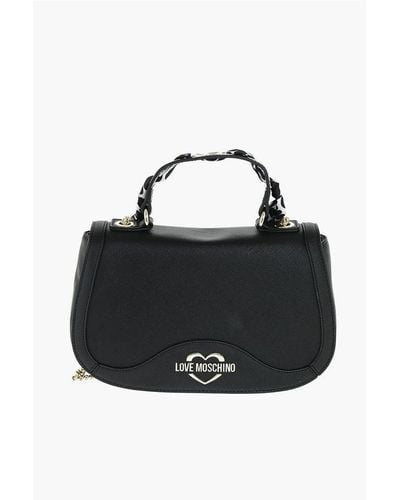 Moschino Love Faux Leather Shoulder Bag With Braided Neckerchief - Black
