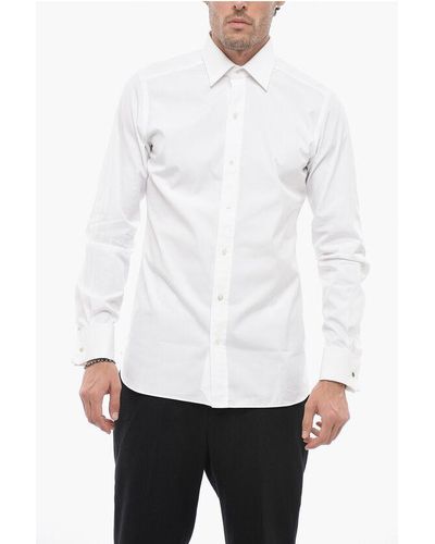 Tom Ford Spread Collar Cotton Shirt With Cufflinks - White