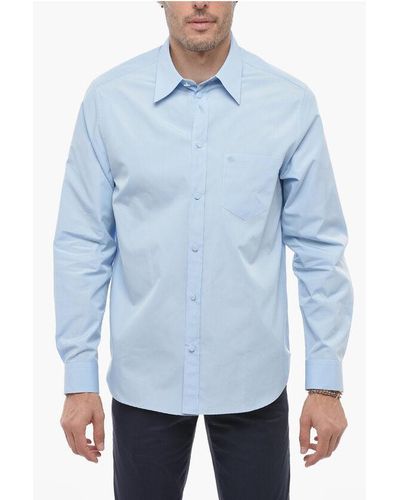Gucci Popeline Cotton Shirt With Covered Buttons - Blue