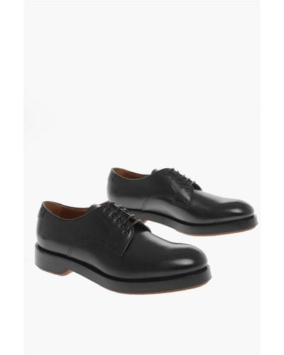 ZEGNA Platform Sole Udine Leather Derby Shoes - Black