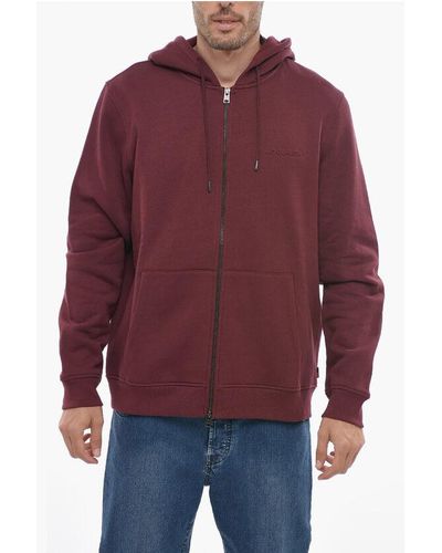 Woolrich Fleeced Cotton Luxury Sweatshirt With Zip Closure - Red