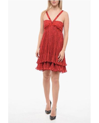 Etro Pleated Dress With Paisley Print - Red