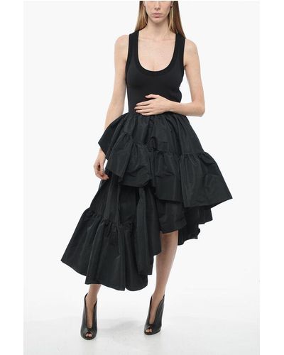 Alexander McQueen Double Layer Dress With Scallop Skirt - Black