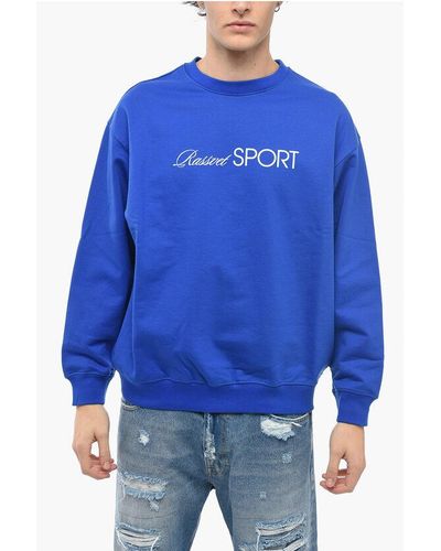 Rassvet (PACCBET) Brushed Cotton Crew-Neck Sweatshirt With Contrasting Print - Blue