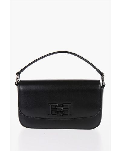 Bally Leather Brodye Shoulder Bag With Ton-On-Tone Monogram - Black