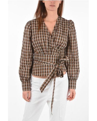 Baum und Pferdgarten Checked Blouse With Belt - Brown