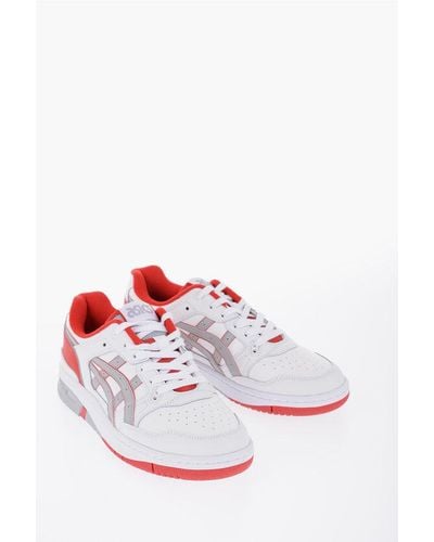Asics Leather Ex89 Low Top Trainers Embellished With Colour Blocks - White