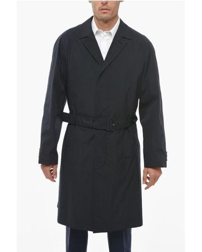 Prada Cotton Blend Panama Belted Trenchcoat - Black