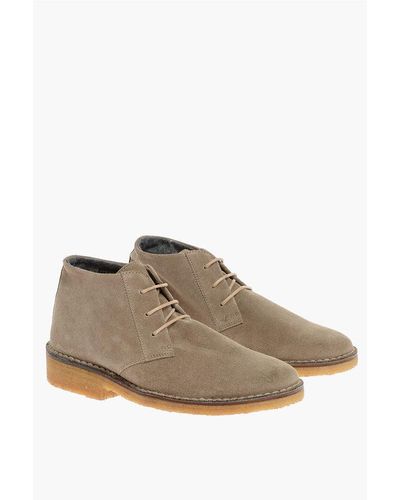 Corneliani Id Wool Lined Suede Desert Booties - Brown