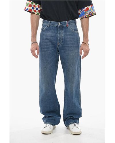 Alexander McQueen Cropped Fit Mid Washed Denims With Straight Leg 24Cm - Blue