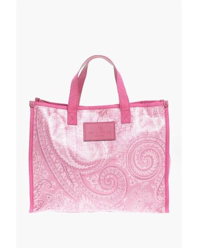 Etro Nylon Tote Bag With Paisley Print - Pink