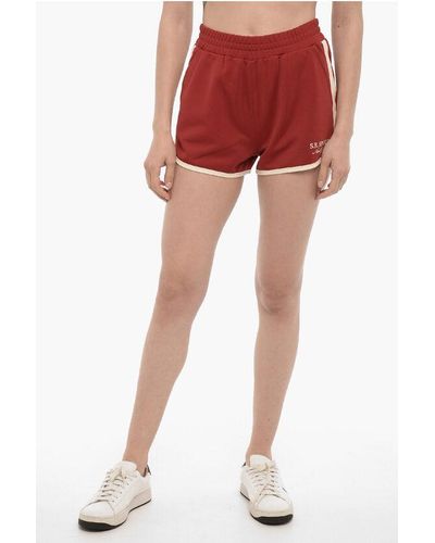 Sporty & Rich Contrasting Side Bands Brune Shorts - Red