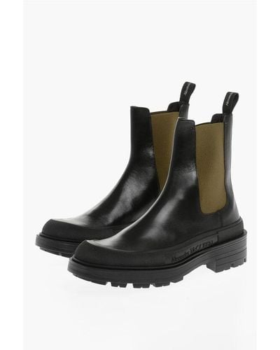 Alexander McQueen Leather Chelsea Boots With Contrasting Detail - Black