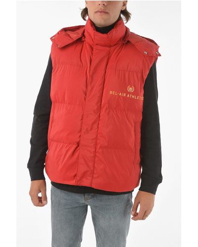 BEL-AIR ATHLETICS Sleveless Puffer Jacket With Removable Hood - Red