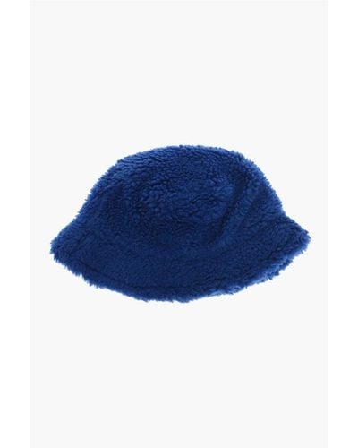 Stand Studio Solid Colour Faux Fur Wera Bucket Hat - Blue