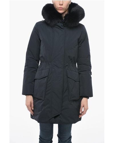 Woolrich Padded Military Parka With Fur - Black