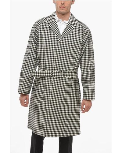 Prada Gingham Motif Vichy Cotton Trenchcoat - Grey