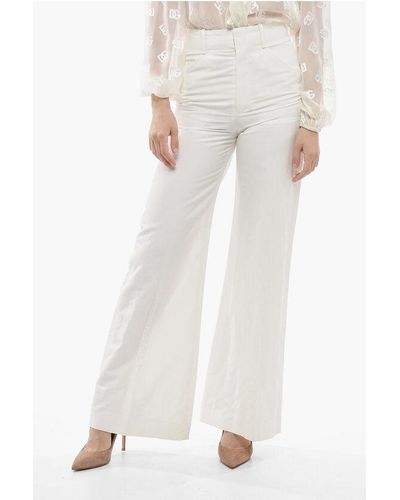 Chloé Viscose Blend Palazzo Trousers With Flush Pockets - White