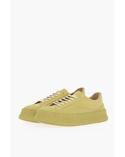 Jil Sander Platform Sole Leather Low-Top Trainers - Yellow