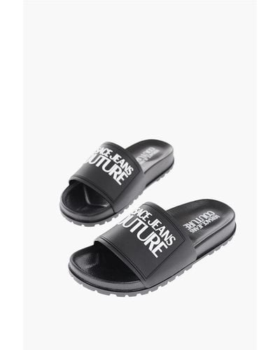 Versace Jeans Couture Rubber Shelly Slides With Embossed Logo - Multicolour
