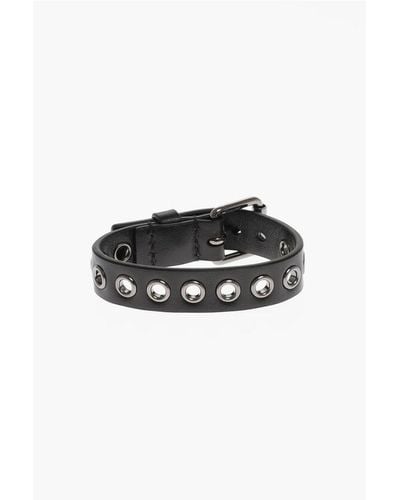 Dior Leather Bracelet With Eyelets - Black