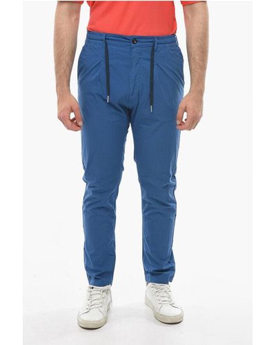 Cruna Solid Colour Mitte Trousers With Drawstring Waist - Blue