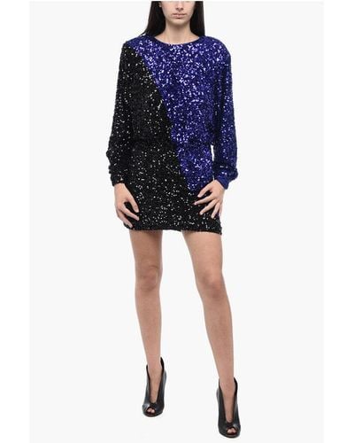 ROTATE BIRGER CHRISTENSEN Two-Toned Sequined Mini Dress - Blue