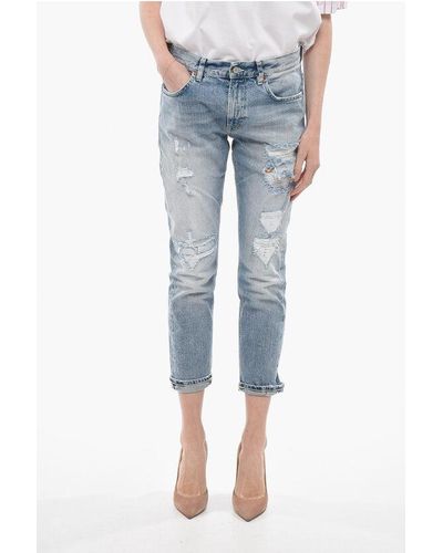 Dondup Distressed Mila Carrot Fit Jeans 17Cm - Blue