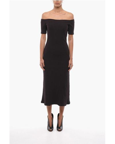 Samsøe & Samsøe Ribbed Tindra Off-Shoulder Sheath Dress - Black