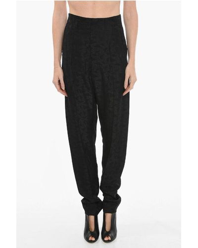 Isabel Marant High Waisted Trousers With Allover Print - Black