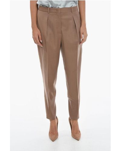 Fabiana Filippi Wool Blend Relaxed Fit Trousers - Brown