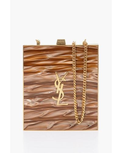 Saint Laurent Toxedo Box Shoulder Bag With Chain Strap - Brown