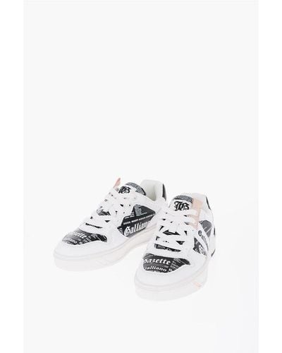 John Galliano Printed Faux Leather Low Top Trainers - Multicolour