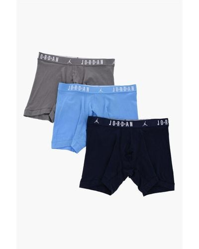 Nike Air Jordan Set Of 3 Stretch Cotton Boxer With Logoed Elastic - Blue