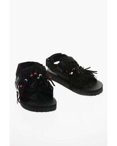 Suicoke Sandals With Tassel And Beaded Embellishment - Black