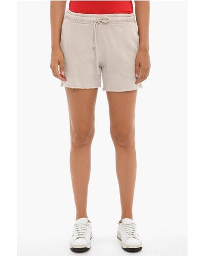 Cotton Citizen Brushed Cotton Shorts With Raw Cut Bottom - White