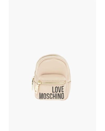 Moschino Love Faux Leather Backpack Shape Charm For Bag - White