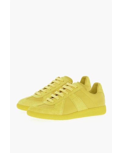 Maison Margiela Mm22 Ton On Ton Suede And Leather Low-Top Trainers - Yellow