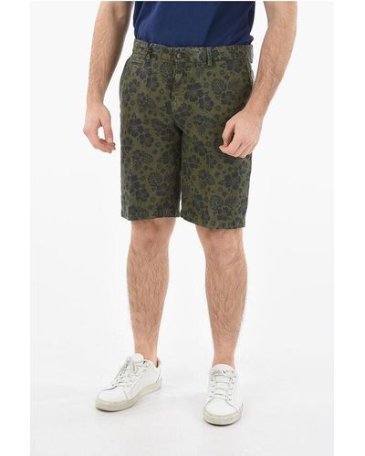 Altea Floral Patterned Flax And Cotton Milano Shorts - Green