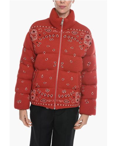 Alanui Turtleneck Puffer Jacket With Bandana Pattern - Red