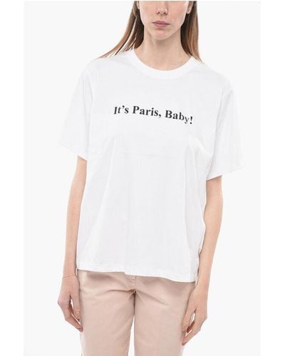 Victoria Beckham Contrasting Printed Crew-Neck T-Shirt - White