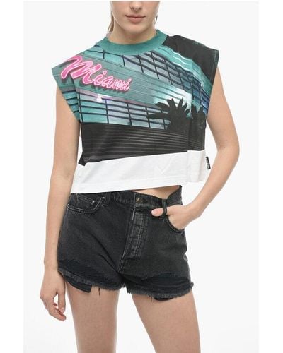 Palm Angels Oversized Printed Miami Muscle Tee - Blue
