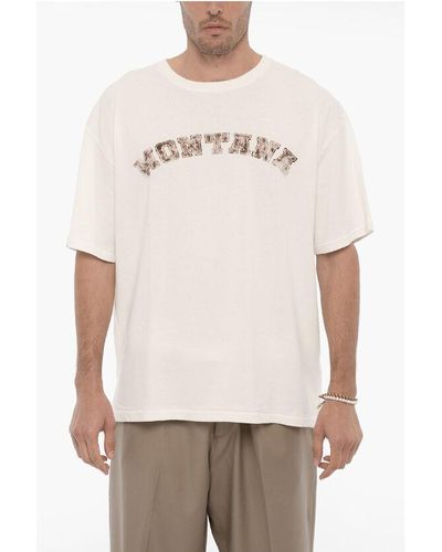 1989 STUDIO Oversize Fit Montana Crew-Neck T-Shirt With Contrasting Prin - Natural