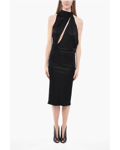 Versace Viscose Jersey Asymmetric Dress With Cut-Outs - Black