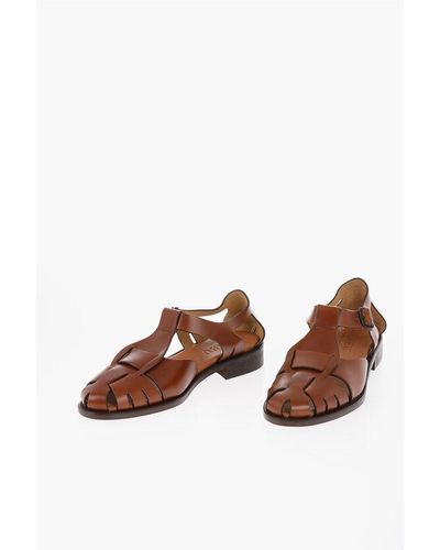 Hereu Leather Fisherman Sandals With Woven Upper - Brown