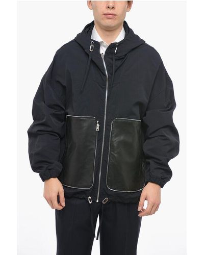 Bottega Veneta Lightweight Jacket With Leather Maxi Pockets - Black